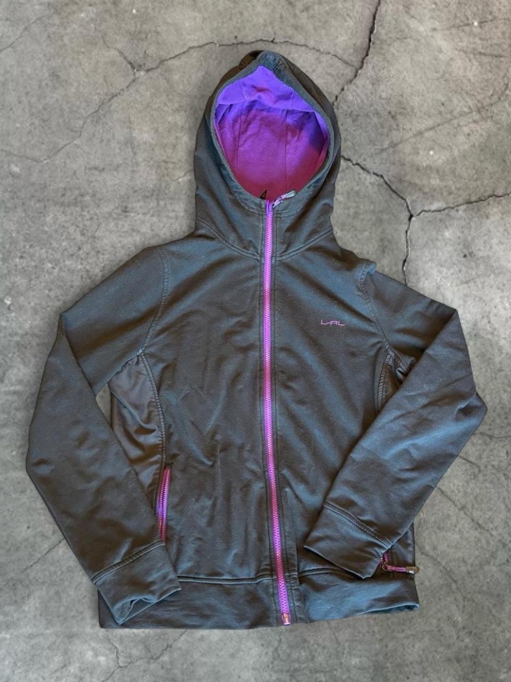 Ralph Lauren L-RL Active Black & Purple Full Zip Hoodie